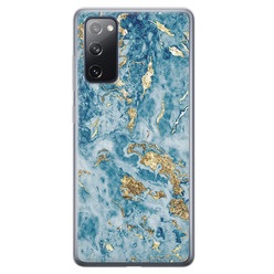 Leuke Telefoonhoesjes Samsung Galaxy S20 FE siliconen hoesje - Goud blauw marmer