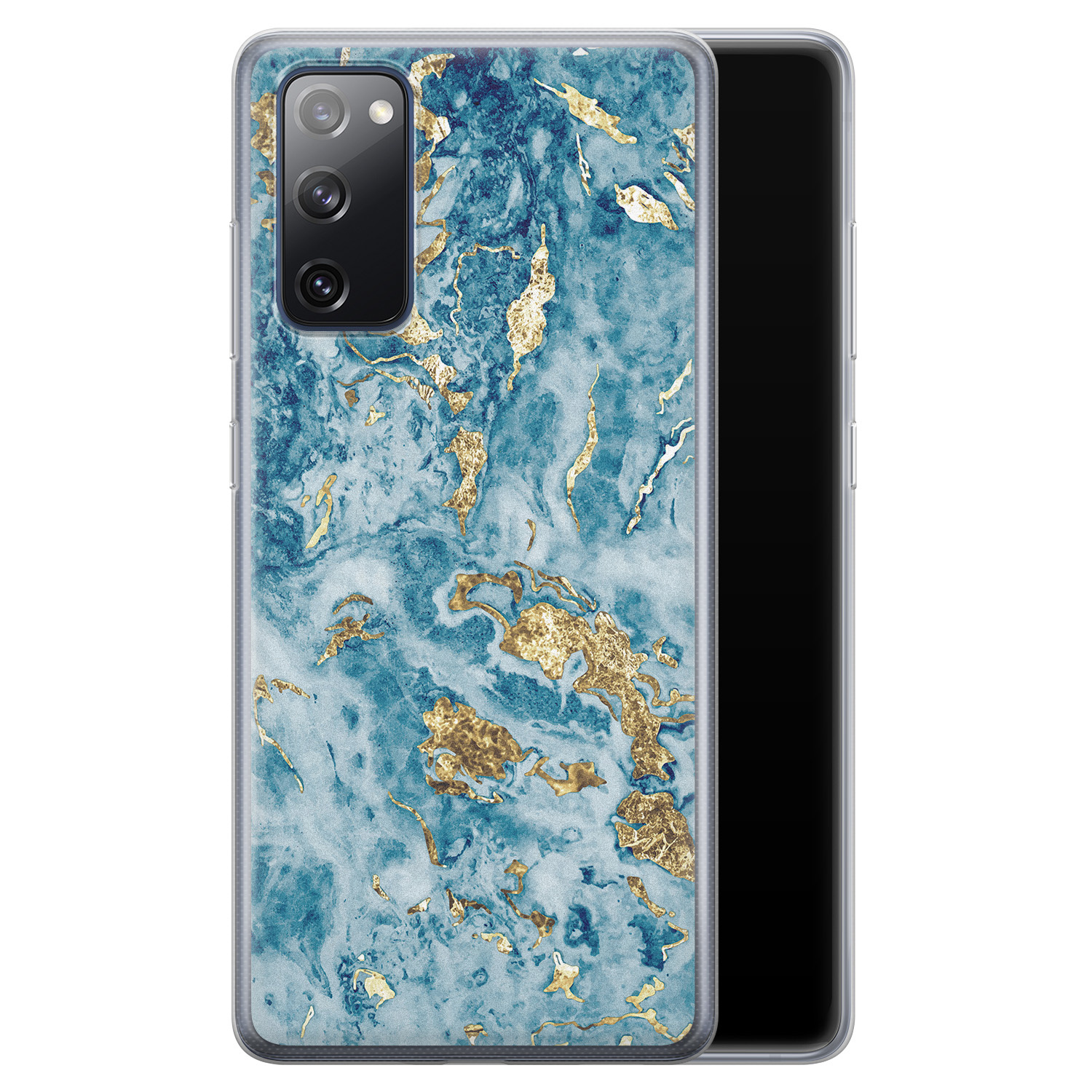 Leuke Telefoonhoesjes Samsung Galaxy S20 FE siliconen hoesje - Goud blauw marmer