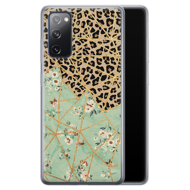 Leuke Telefoonhoesjes Samsung Galaxy S20 FE siliconen hoesje - Luipaard flower print