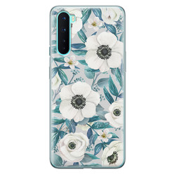 Leuke Telefoonhoesjes OnePlus Nord siliconen hoesje - Witte bloemen