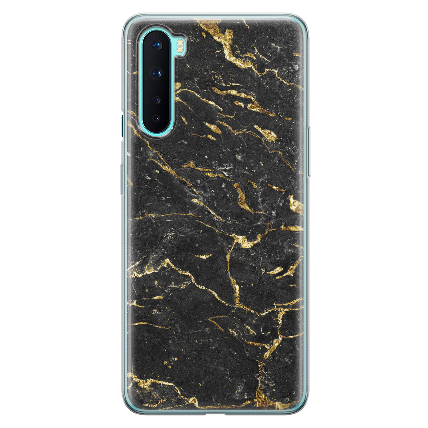 Leuke Telefoonhoesjes OnePlus Nord siliconen hoesje - Marmer zwart goud