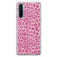 Leuke Telefoonhoesjes OnePlus Nord siliconen hoesje - Luipaard roze