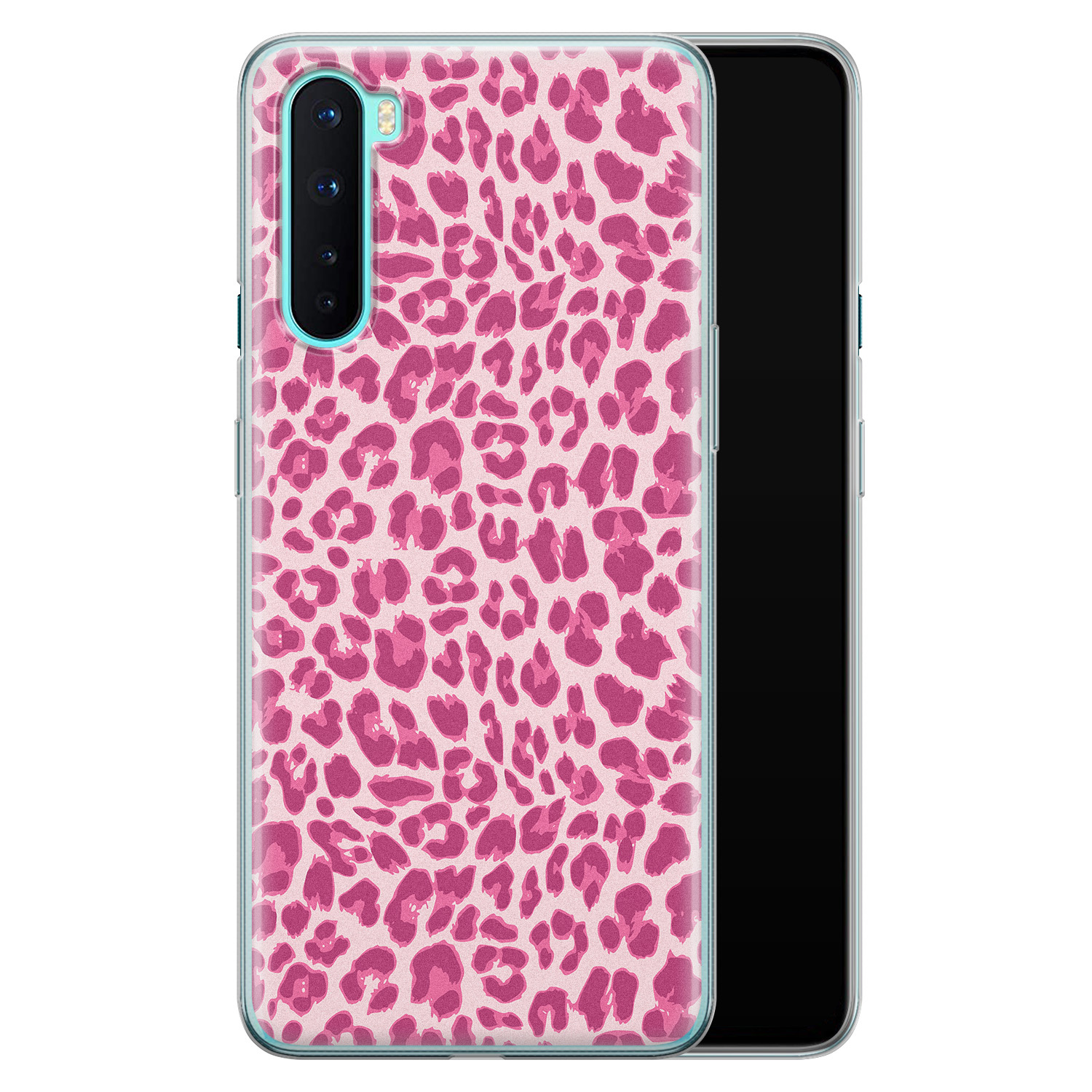 Leuke Telefoonhoesjes OnePlus Nord siliconen hoesje - Luipaard roze