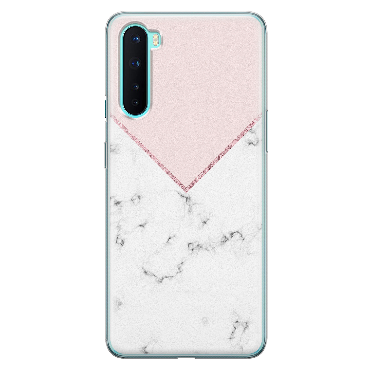 Leuke Telefoonhoesjes OnePlus Nord siliconen hoesje - Marmer roze grijs