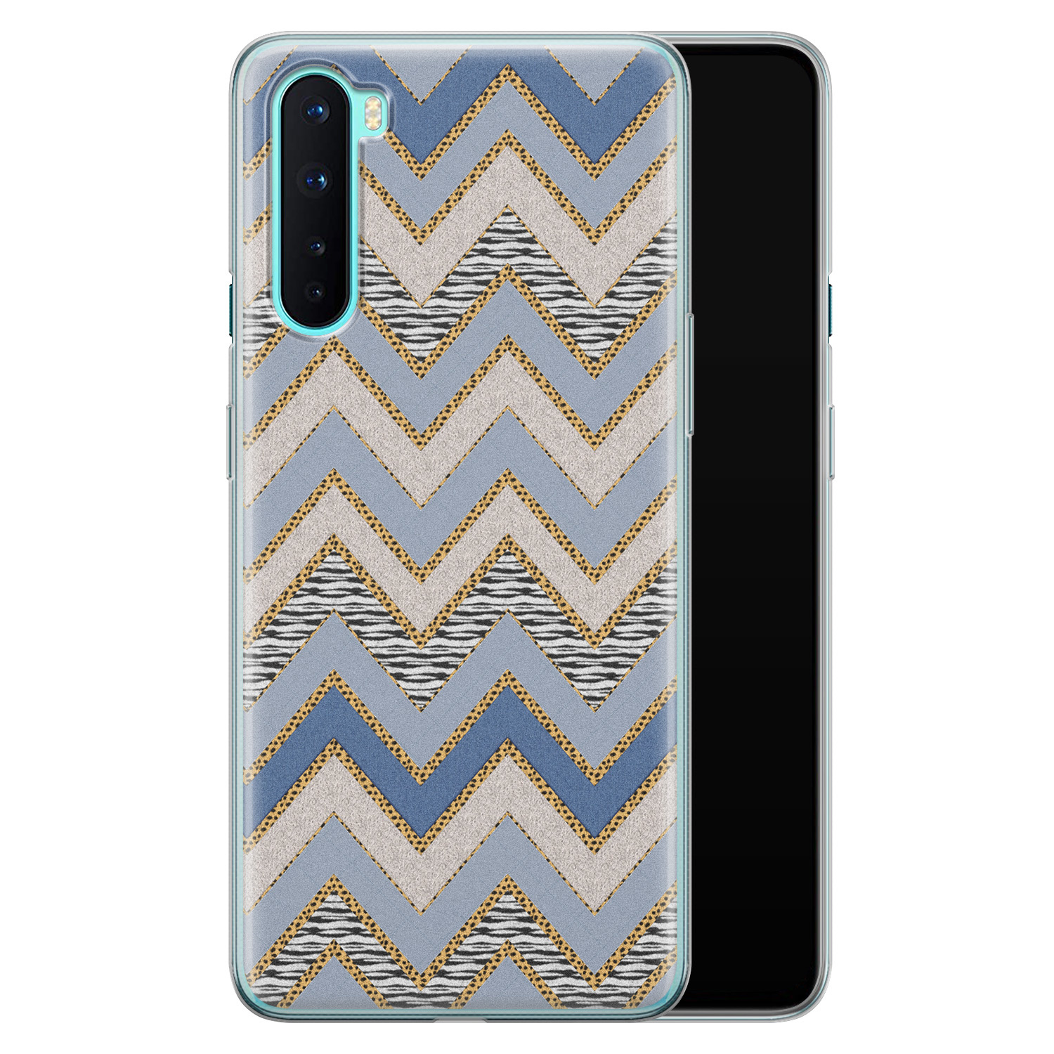 Leuke Telefoonhoesjes OnePlus Nord siliconen hoesje - Retro zigzag