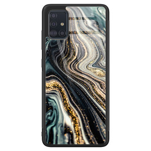 Leuke Telefoonhoesjes Samsung Galaxy A51 glazen hardcase - Marmer swirl