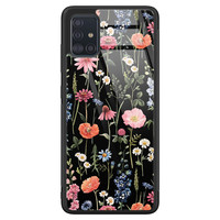 Leuke Telefoonhoesjes Samsung Galaxy A51 glazen hardcase - Dark flowers