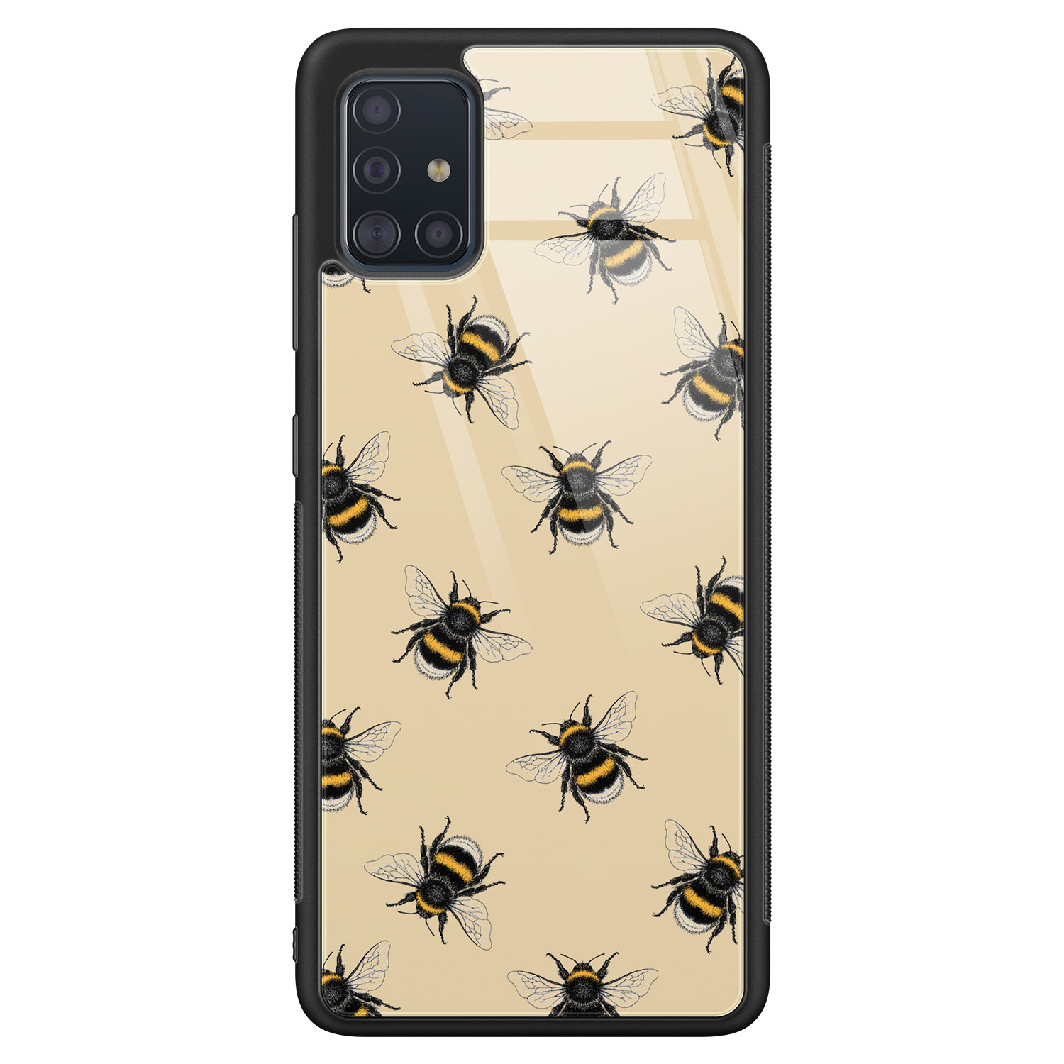 Leuke Telefoonhoesjes Samsung Galaxy A51 glazen hardcase - Bee happy