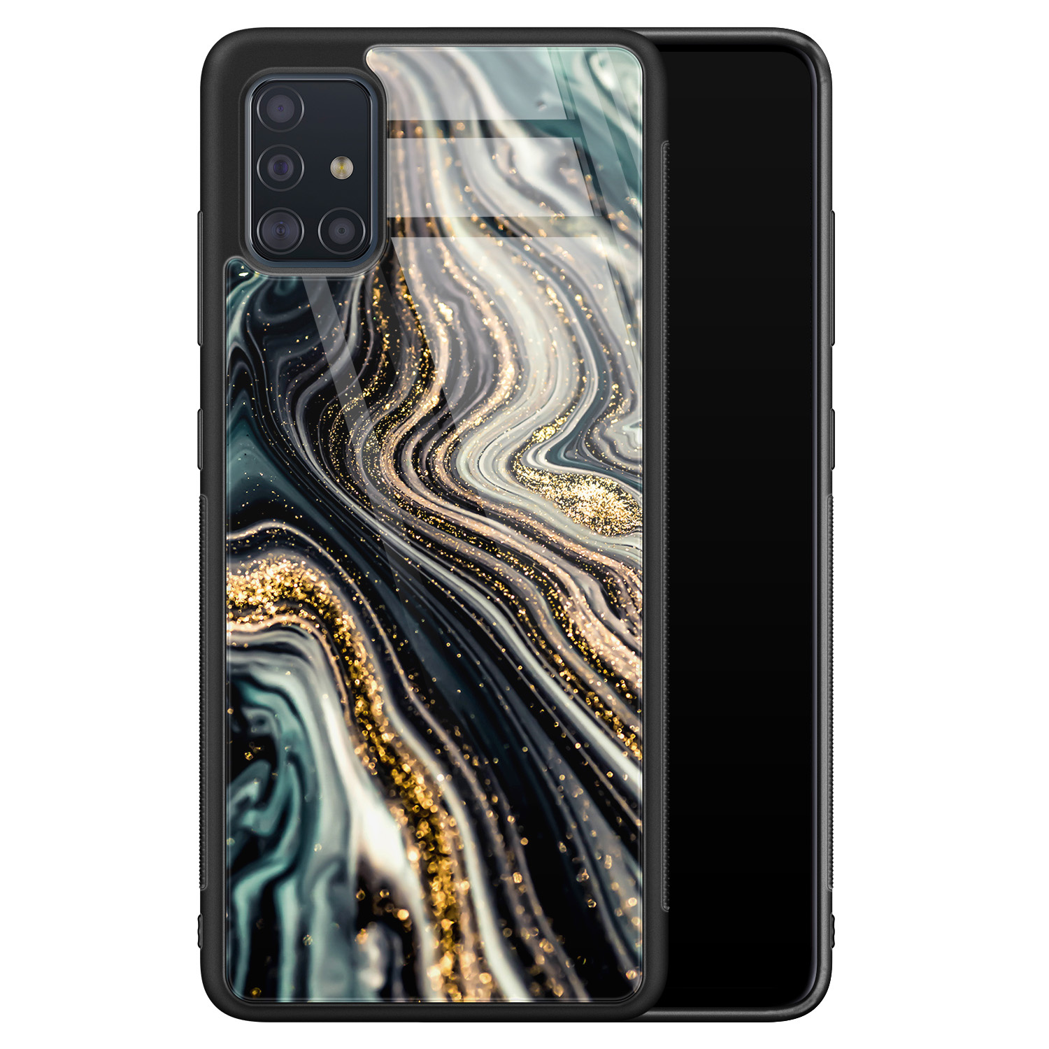 Leuke Telefoonhoesjes Samsung Galaxy A51 glazen hardcase - Marmer swirl