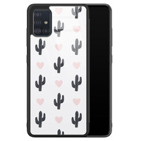 Leuke Telefoonhoesjes Samsung Galaxy A51 glazen hardcase - Cactus love