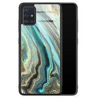 Leuke Telefoonhoesjes Samsung Galaxy A51 glazen hardcase - Marmer mint