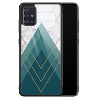 Leuke Telefoonhoesjes Samsung Galaxy A51 glazen hardcase - Geometrisch blauw