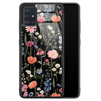 Leuke Telefoonhoesjes Samsung Galaxy A51 glazen hardcase - Dark flowers