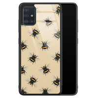 Leuke Telefoonhoesjes Samsung Galaxy A51 glazen hardcase - Bee happy