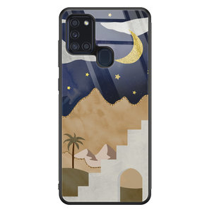 Leuke Telefoonhoesjes Samsung Galaxy A21s glazen hardcase - Desert night