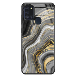 Leuke Telefoonhoesjes Samsung Galaxy A21s glazen hardcase - Golden agate