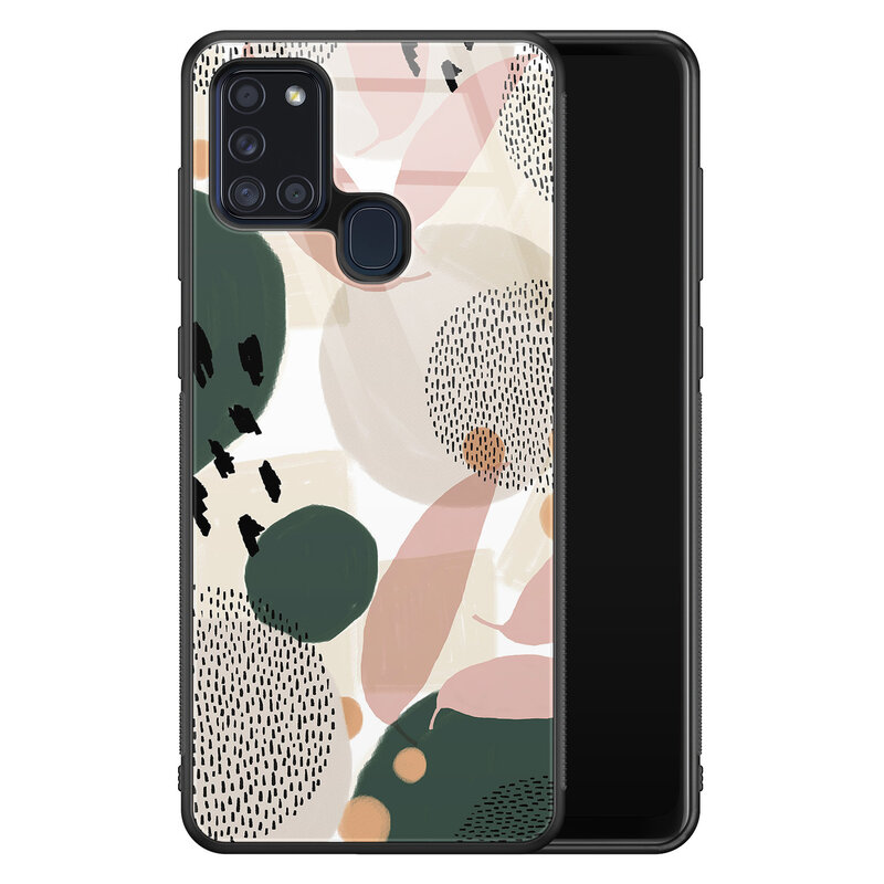 Leuke Telefoonhoesjes Samsung Galaxy A21s glazen hardcase - Abstract print