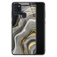 Leuke Telefoonhoesjes Samsung Galaxy A21s glazen hardcase - Golden agate