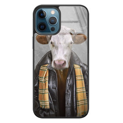 Leuke Telefoonhoesjes iPhone 12 glazen hardcase - Koe