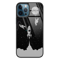 Leuke Telefoonhoesjes iPhone 12 glazen hardcase - Space shuttle