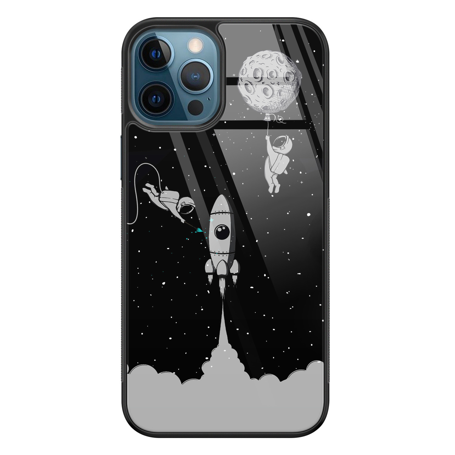 Leuke Telefoonhoesjes iPhone 12 glazen hardcase - Space shuttle