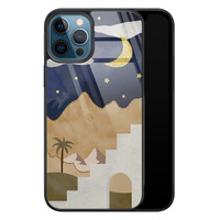 Leuke Telefoonhoesjes iPhone 12 glazen hardcase - Desert night