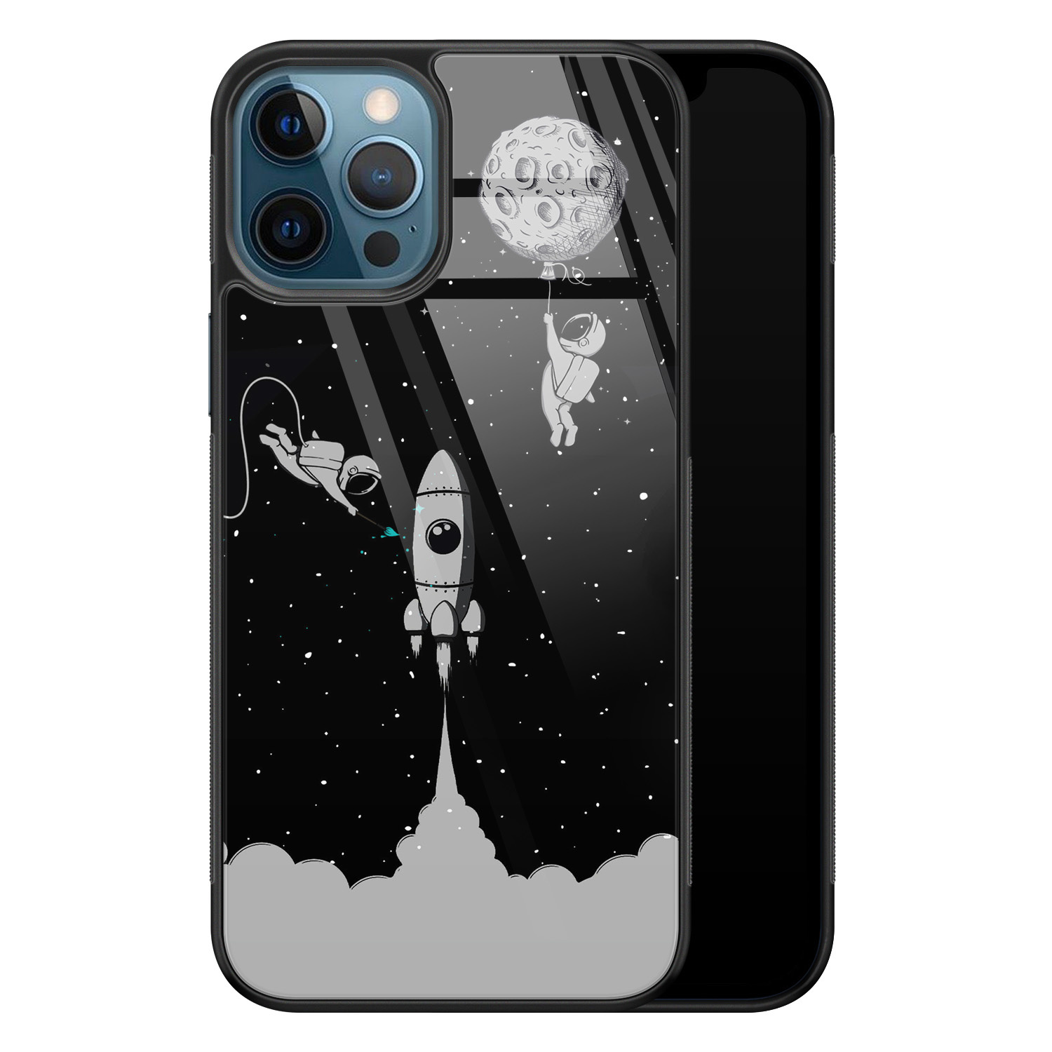 Leuke Telefoonhoesjes iPhone 12 glazen hardcase - Space shuttle