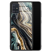 Leuke Telefoonhoesjes Samsung Galaxy A71 glazen hardcase - Marmer swirl