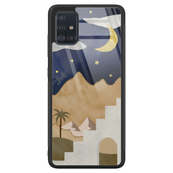 Leuke Telefoonhoesjes Samsung Galaxy A71 glazen hardcase - Desert night