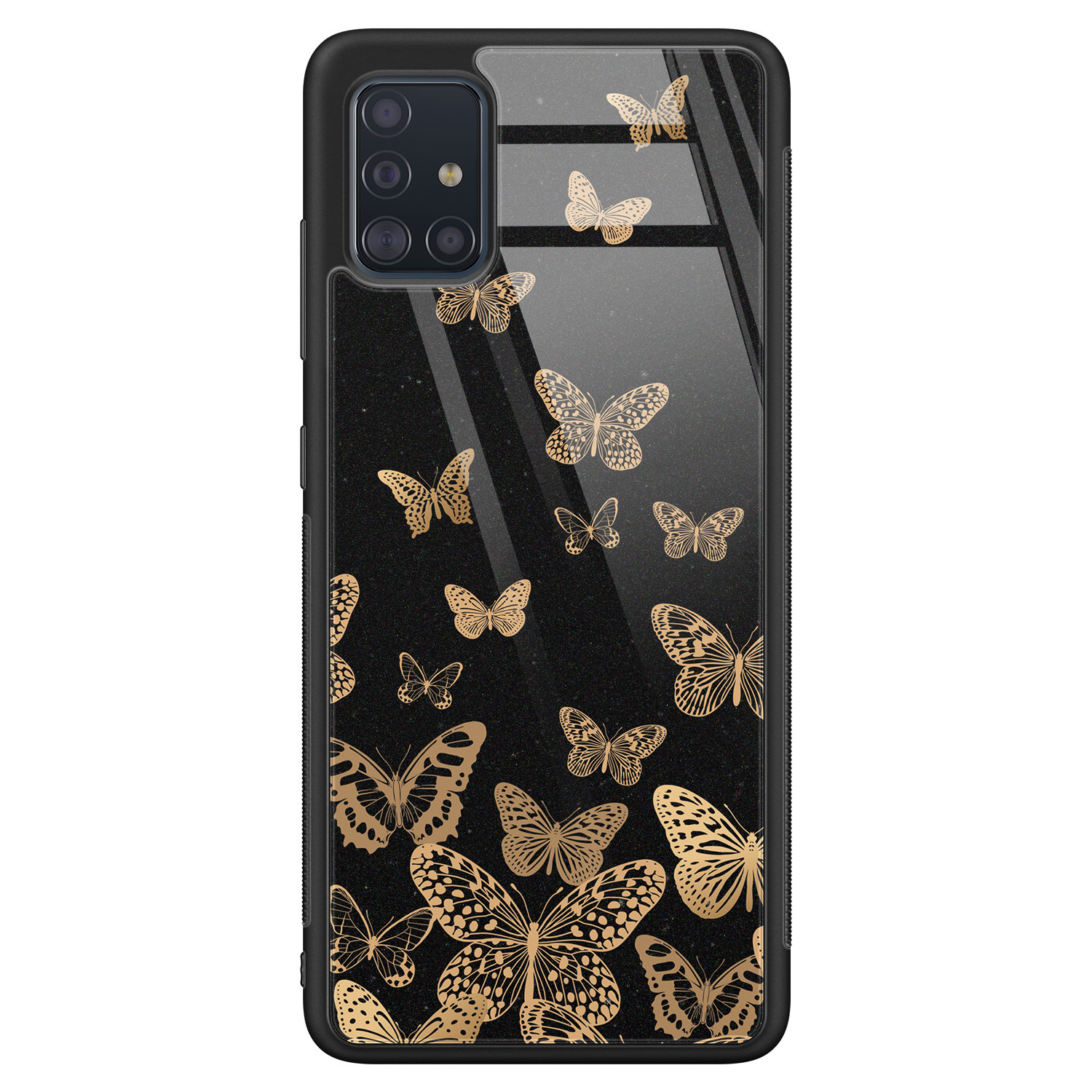 Leuke Telefoonhoesjes Samsung Galaxy A71 glazen hardcase - Vlinders