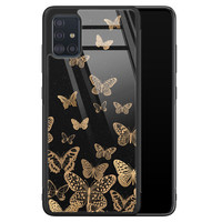 Leuke Telefoonhoesjes Samsung Galaxy A71 glazen hardcase - Vlinders