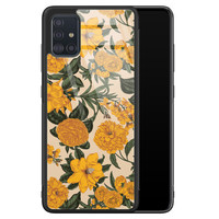 Leuke Telefoonhoesjes Samsung Galaxy A71 glazen hardcase - Retro flowers