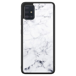 Leuke Telefoonhoesjes Samsung Galaxy A71 glazen hardcase - Marmer grijs