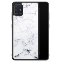 Leuke Telefoonhoesjes Samsung Galaxy A71 glazen hardcase - Marmer grijs