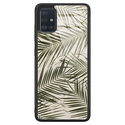 Leuke Telefoonhoesjes Samsung Galaxy A71 glazen hardcase - Palm leaves