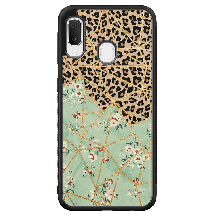 Leuke Telefoonhoesjes Samsung Galaxy A20e hoesje - Luipaard flower print