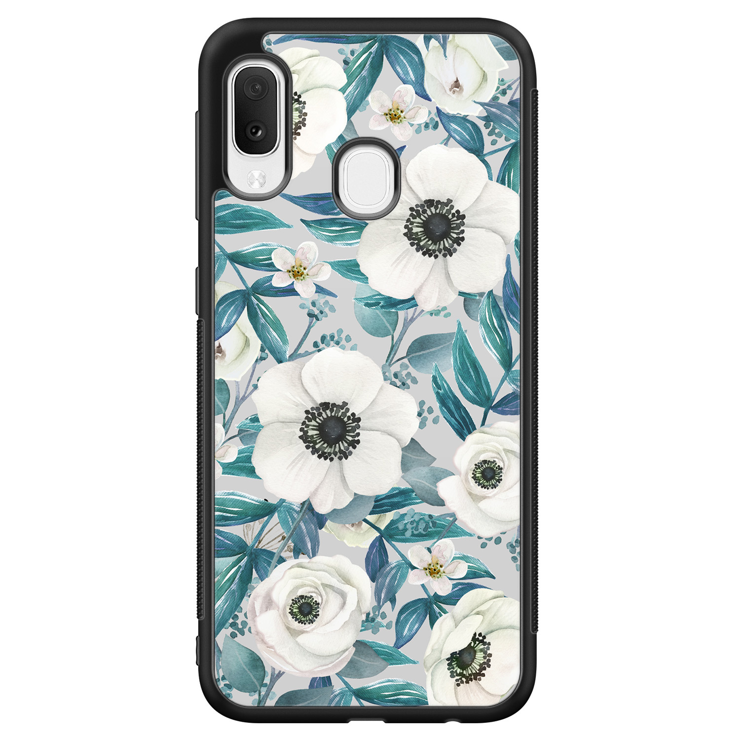 Leuke Telefoonhoesjes Samsung Galaxy A20e hoesje - Witte bloemen