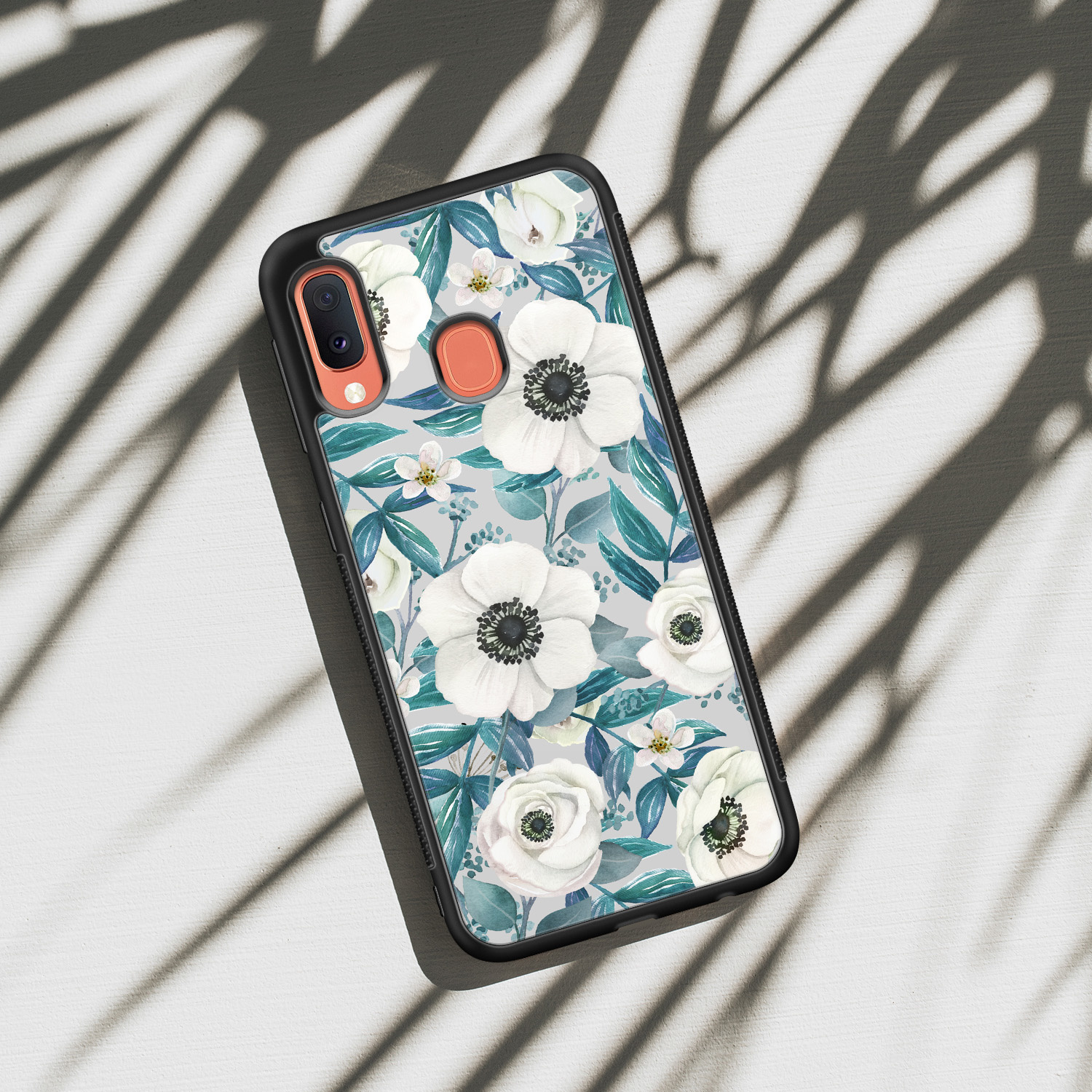 Leuke Telefoonhoesjes Samsung Galaxy A20e hoesje - Witte bloemen