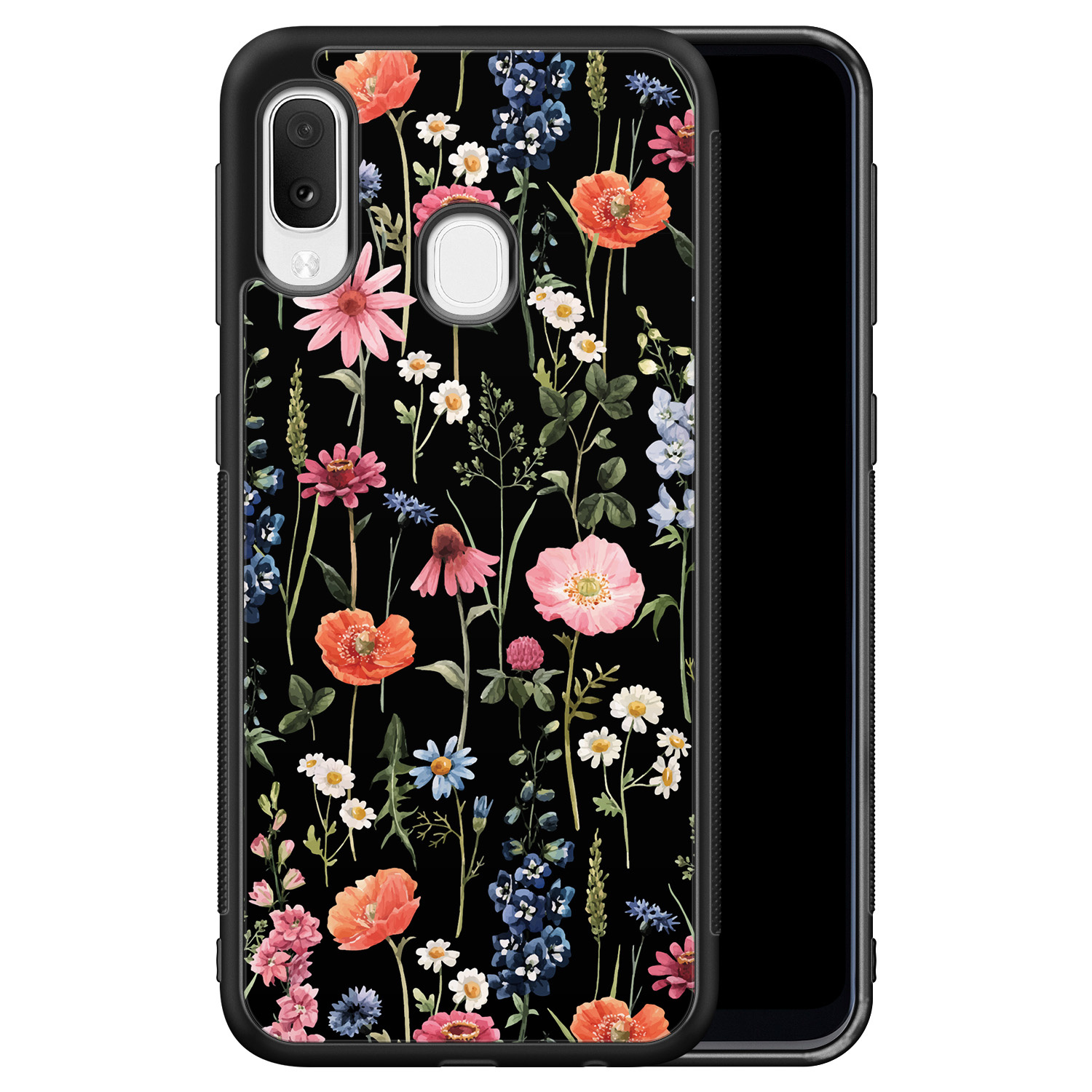 Leuke Telefoonhoesjes Samsung Galaxy A20e hoesje - Dark flowers