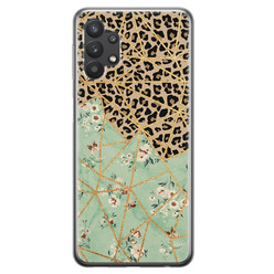 Leuke Telefoonhoesjes Samsung Galaxy A32 5G siliconen hoesje - Luipaard flower print