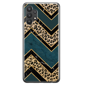 Leuke Telefoonhoesjes Samsung Galaxy A32 5G siliconen hoesje - Luipaard zigzag