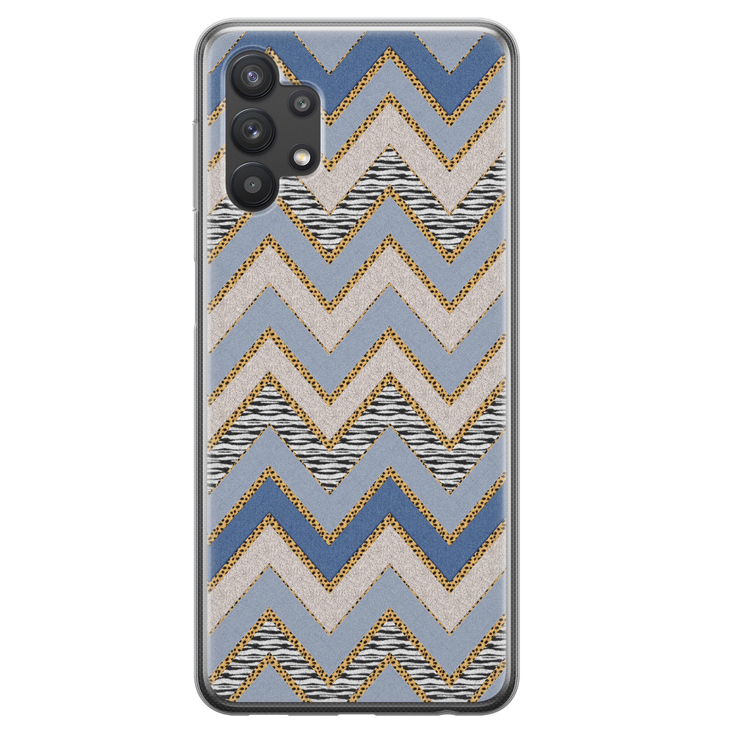 Leuke Telefoonhoesjes Samsung Galaxy A32 5G siliconen hoesje - Retro zigzag