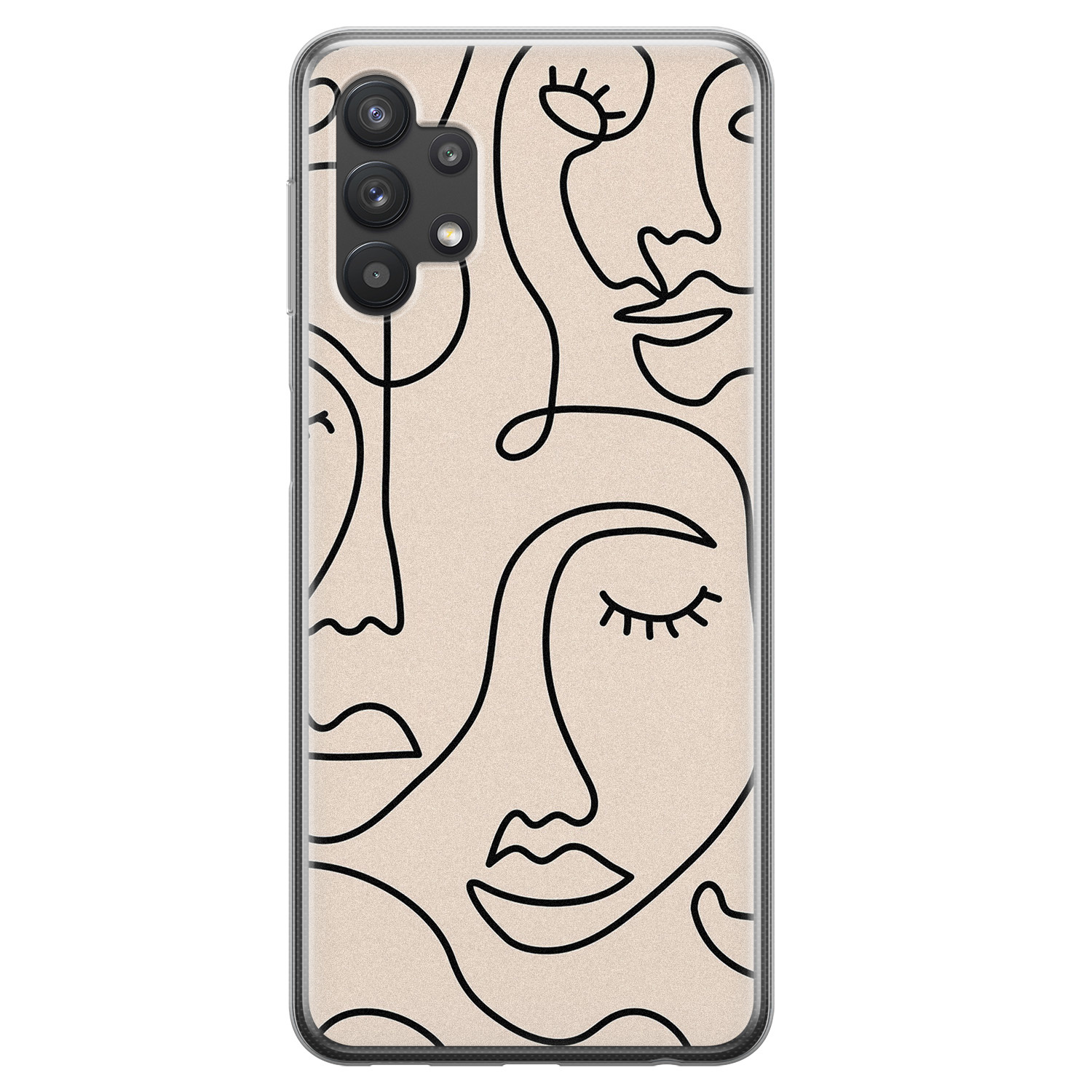 Leuke Telefoonhoesjes Samsung Galaxy A32 5G siliconen hoesje - Abstract gezicht lijnen