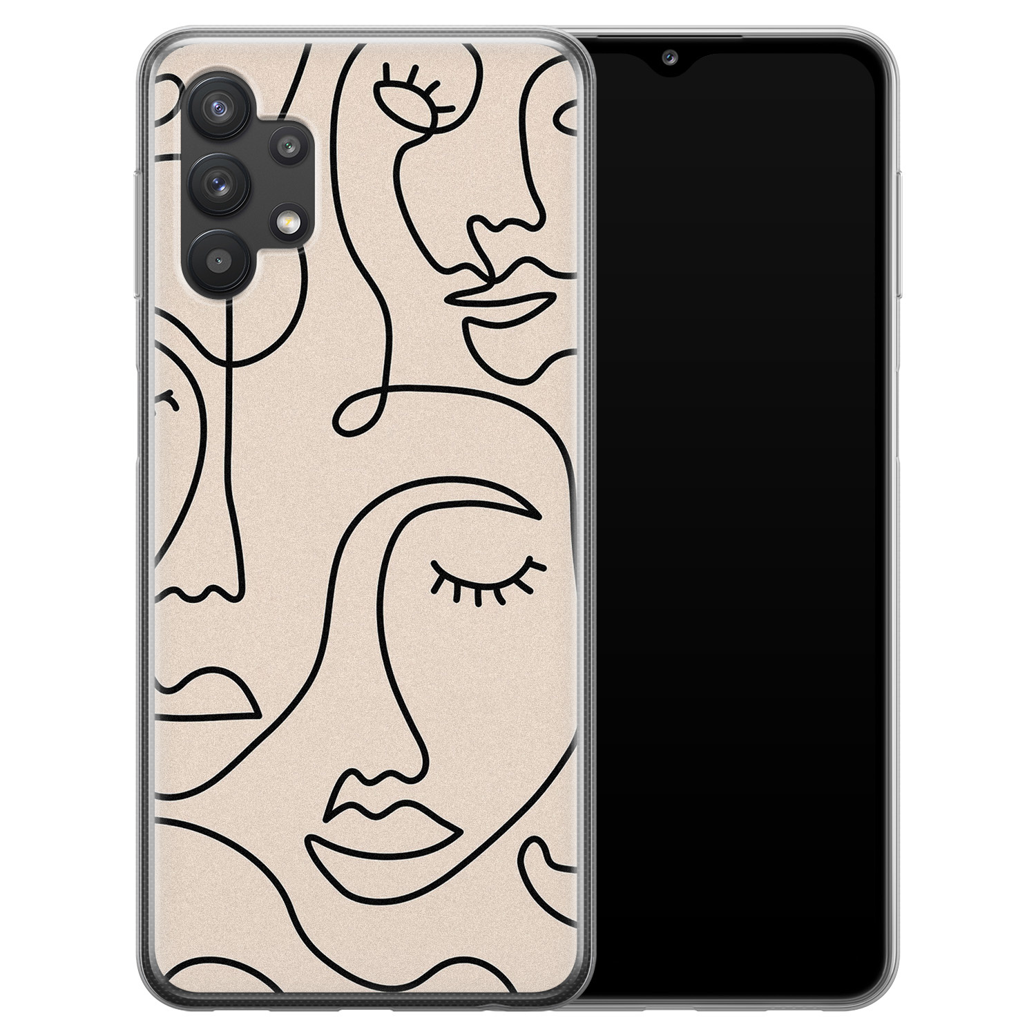 Leuke Telefoonhoesjes Samsung Galaxy A32 5G siliconen hoesje - Abstract gezicht lijnen