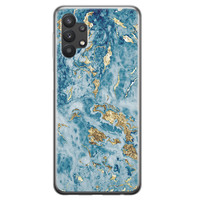 Leuke Telefoonhoesjes Samsung Galaxy A32 5G siliconen hoesje - Goud blauw marmer