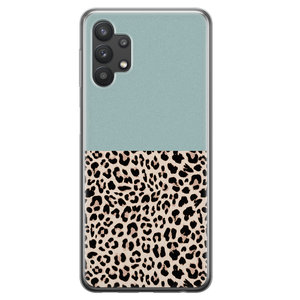 Leuke Telefoonhoesjes Samsung Galaxy A32 5G siliconen hoesje - Luipaard mint
