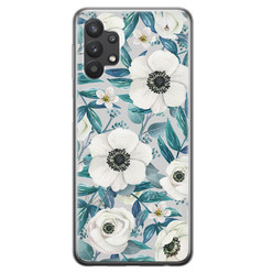 Leuke Telefoonhoesjes Samsung Galaxy A32 5G siliconen hoesje - Witte bloemen