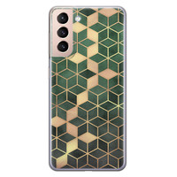 Leuke Telefoonhoesjes Samsung Galaxy S21 siliconen hoesje - Green cubes