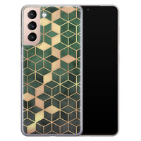 Leuke Telefoonhoesjes Samsung Galaxy S21 siliconen hoesje - Green cubes