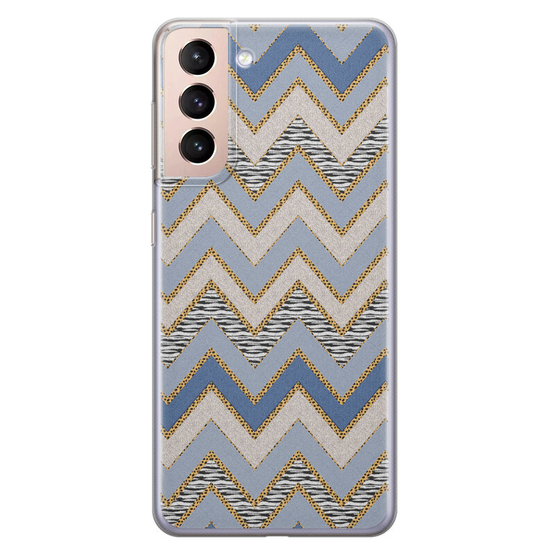 Leuke Telefoonhoesjes Samsung Galaxy S21 siliconen hoesje - Retro zigzag